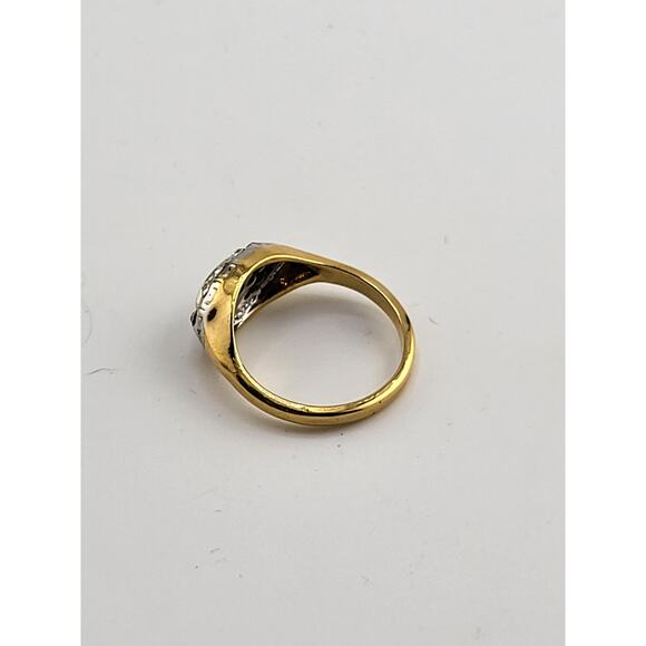 Vintage 18K HGE Gold Ring Marquise Cluster Clear Stones Size 6.75 - Picture 5 of 8